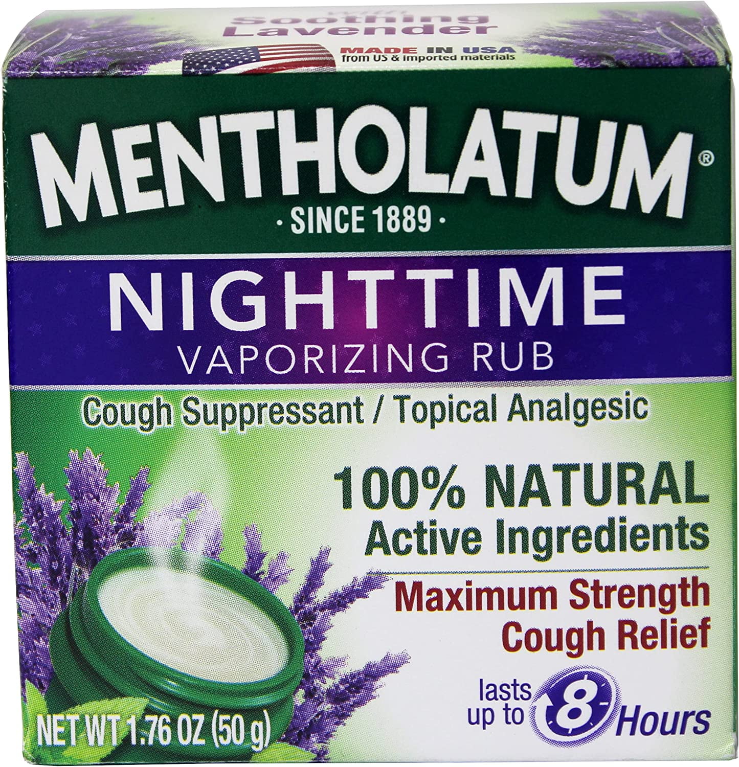 Mentholatum Nighttime Vaporizing Rub with Soothing Lavender,1