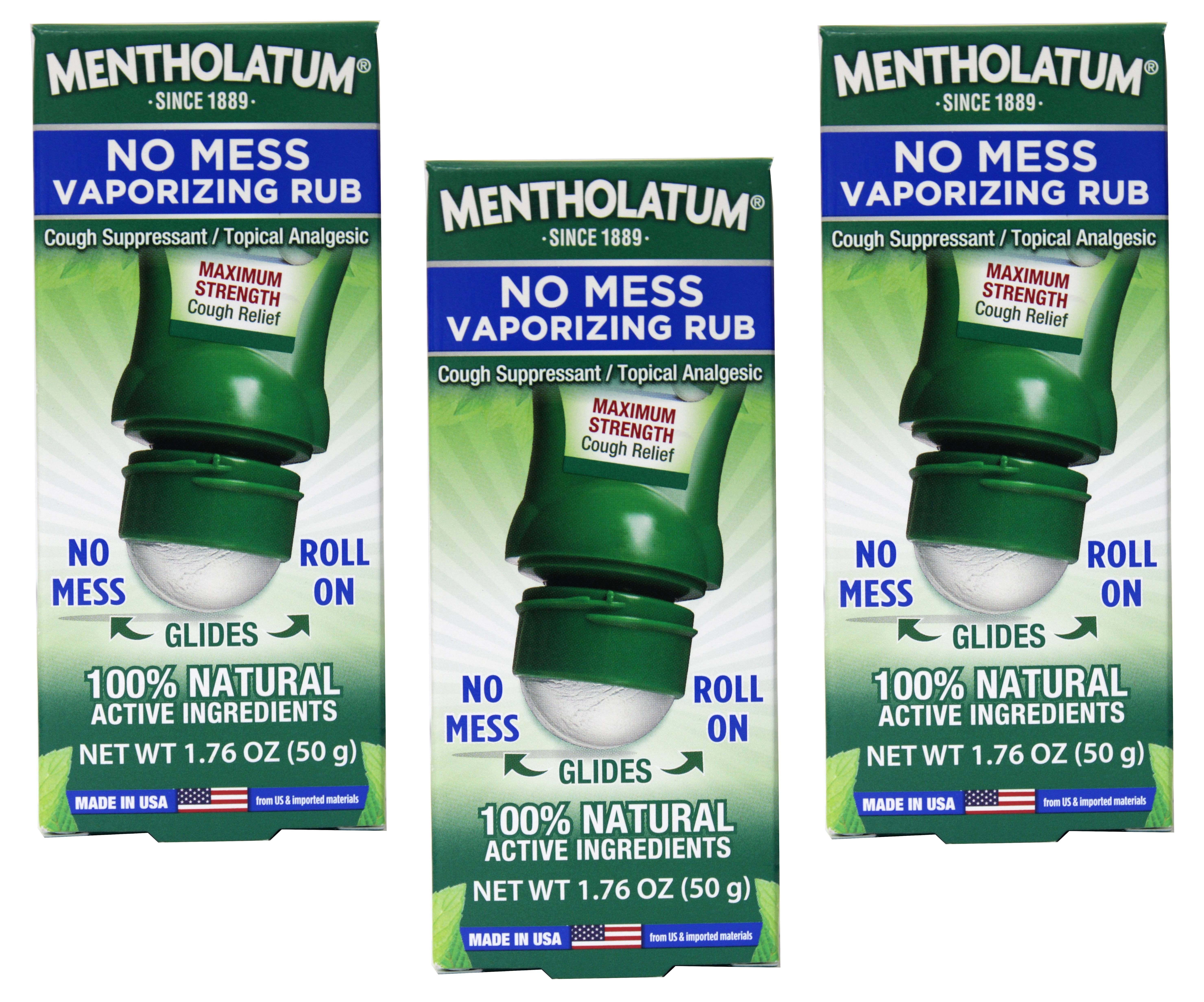 Mentholatum No Mess Roll On Vaporizing Rub, 1.76 oz (3 Pack)