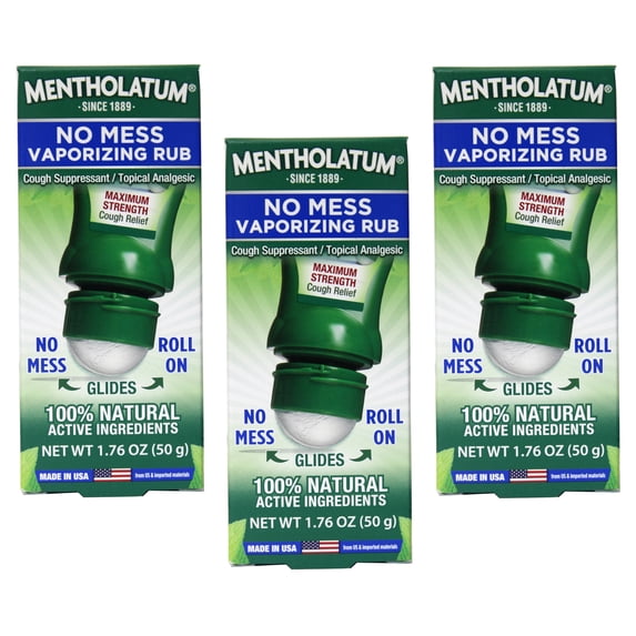 Mentholatum No Mess Roll On Vaporizing Rub, 1.76 oz (3 Pack)