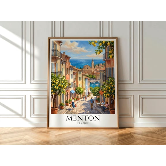 Menton Travel French Riviera Wall Art Côte D’Azur Print France Coastal Artwork, Unframed Paper Print