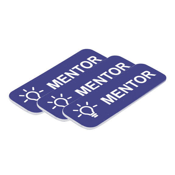 Mentor 1" x 3" Name Tag/Badge, Blue, (3 Pack)