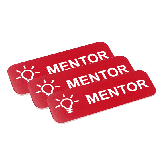 Mentor 1" x 3" Name Tag/Badge, Red, (3 Pack)