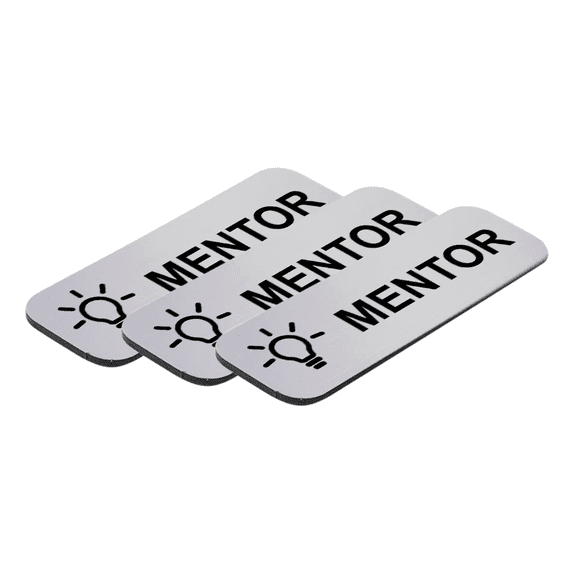 Mentor 1" x 3" Name Tag/Badge, Silver, (3 Pack)