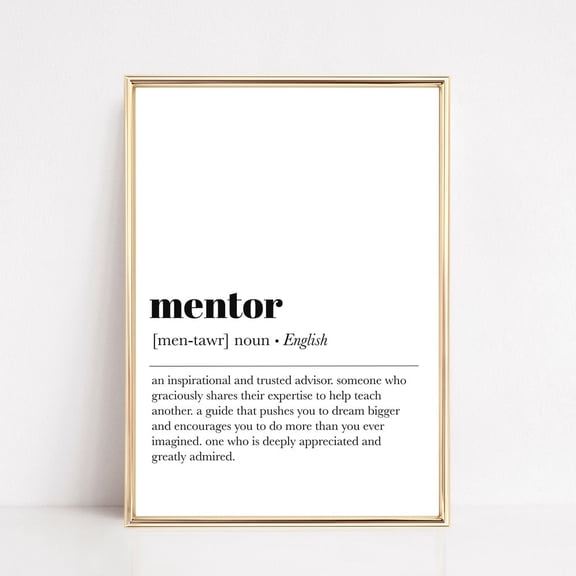 Mentor Definition Print, Mentor Gift Women, Inspirational Wall Decor, Gift Boss, Minimalist Print, Art UNFRAMED PAPER POSTER, Home Decor, Vintage Gift, Living Room Dercor