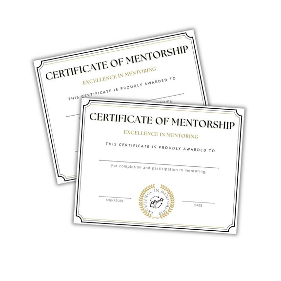 Mentorship Certificate of Excellence 30pk 8.5x11 Award Recognition of Volunteer Youth Program Appreciation Participation Mentor Paper