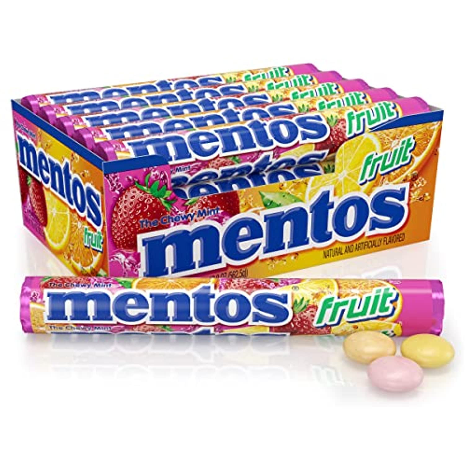 Mentos Candy,Easter, Mint Chewy Candy Roll, Fruit, Non Melting, Holiday, Party, Concessions, Office, 14 Pieces (Bulk Pack Of 15) - Packaging May Vary - image 1 of 3
