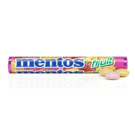 Mentos Chewy Mint Candy Roll, Assorted Fruit, Regular Size, Peanut Free, 1.32 oz
