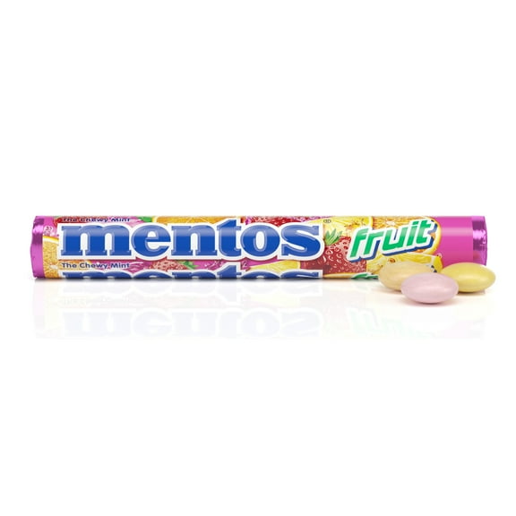 Mentos Chewy Mint Candy Roll, Assorted Fruit, Regular Size, Peanut Free, 1.32 oz