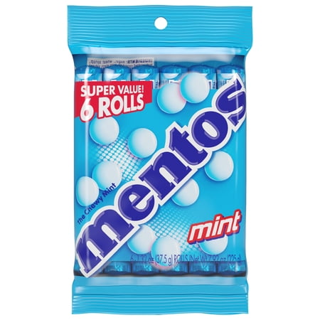 Mentos Peppermint Chewy Mint Candy Roll, 1.32 oz, pack of 6