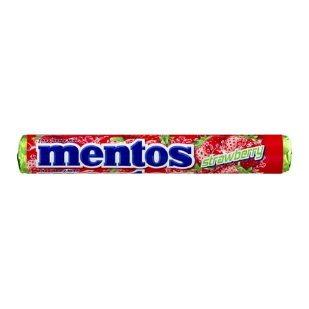Mentos Chewy Mint Candy Roll, Strawberry, Nut Free, Regular Size, 1.32 oz