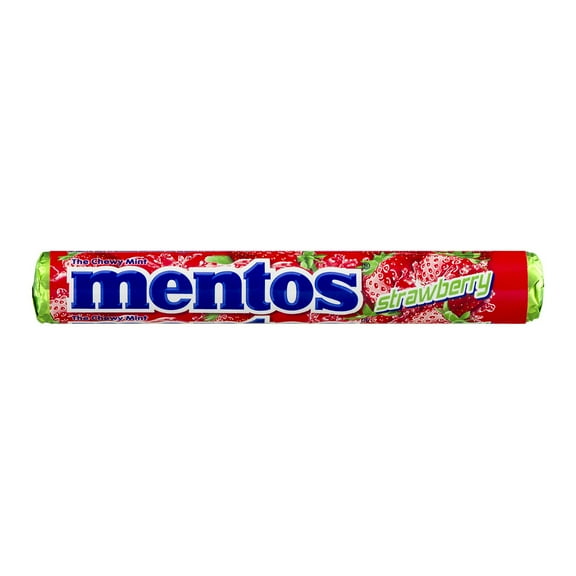 Mentos Chewy Mint Candy Roll, Strawberry, Nut Free, Regular Size, 1.32 oz