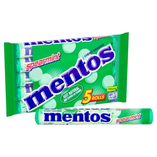 Mentos Chewy Spearmint Sweets Multipack 5 x 38g, British Import (Pack of 6)