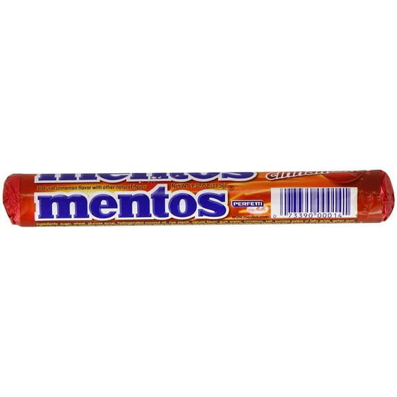 Mentos Cinnamon Candy, Natural Cinnamon Flavor with Other Natural Flavors, 1.32 oz. Rolls (Pack of 30)
