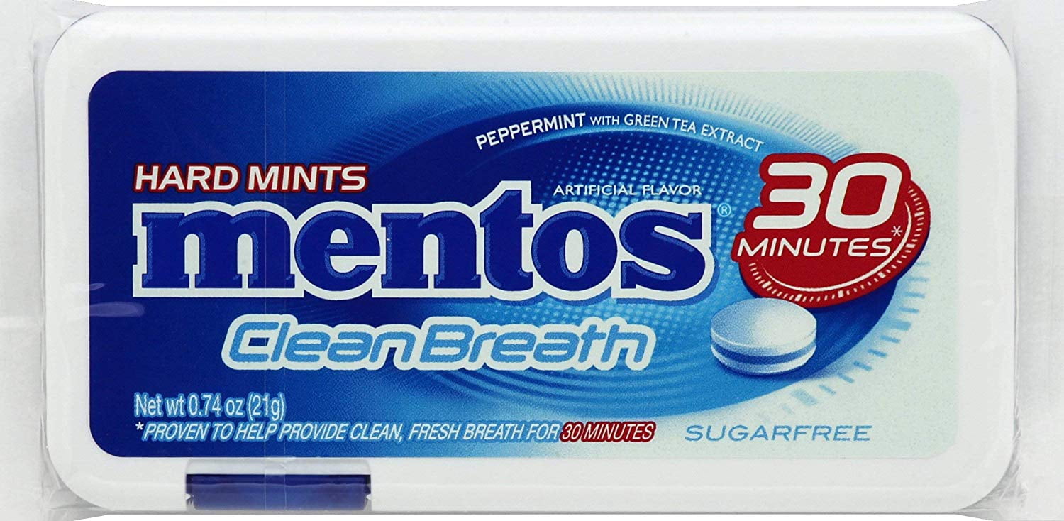 Mentos Clean Breath Hard Mints 0.74 OZ, Peppermint (Pack of 6)