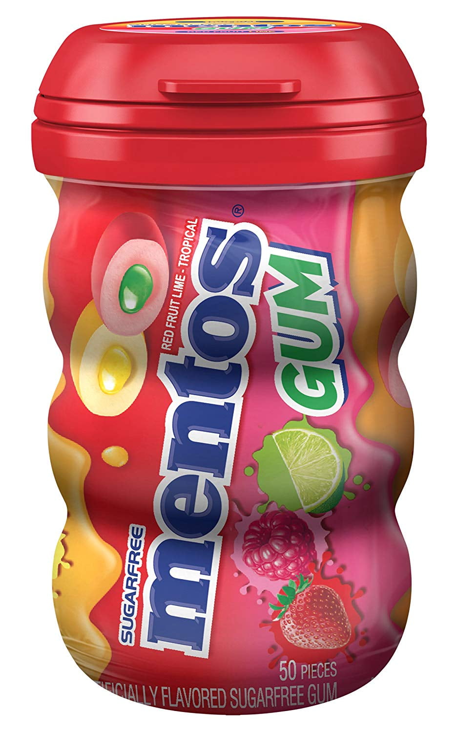 Mentos Curvy Bottle Red Lime Fruit Gum - 3.53oz