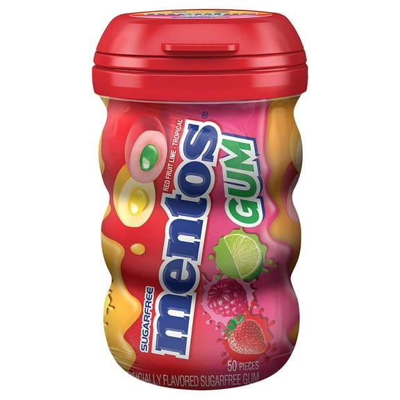 Mentos Curvy Bottle Red Lime Fruit Gum - 3.53oz