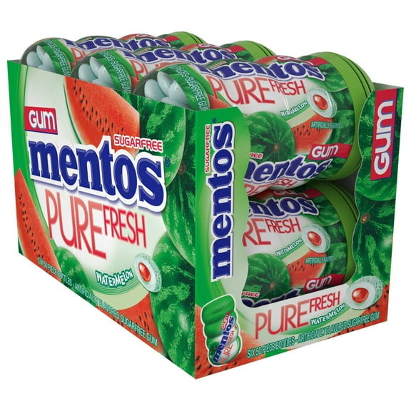 Mentos Curvy Watermelon Gum Bottle - 50 Pieces (Case of 6)