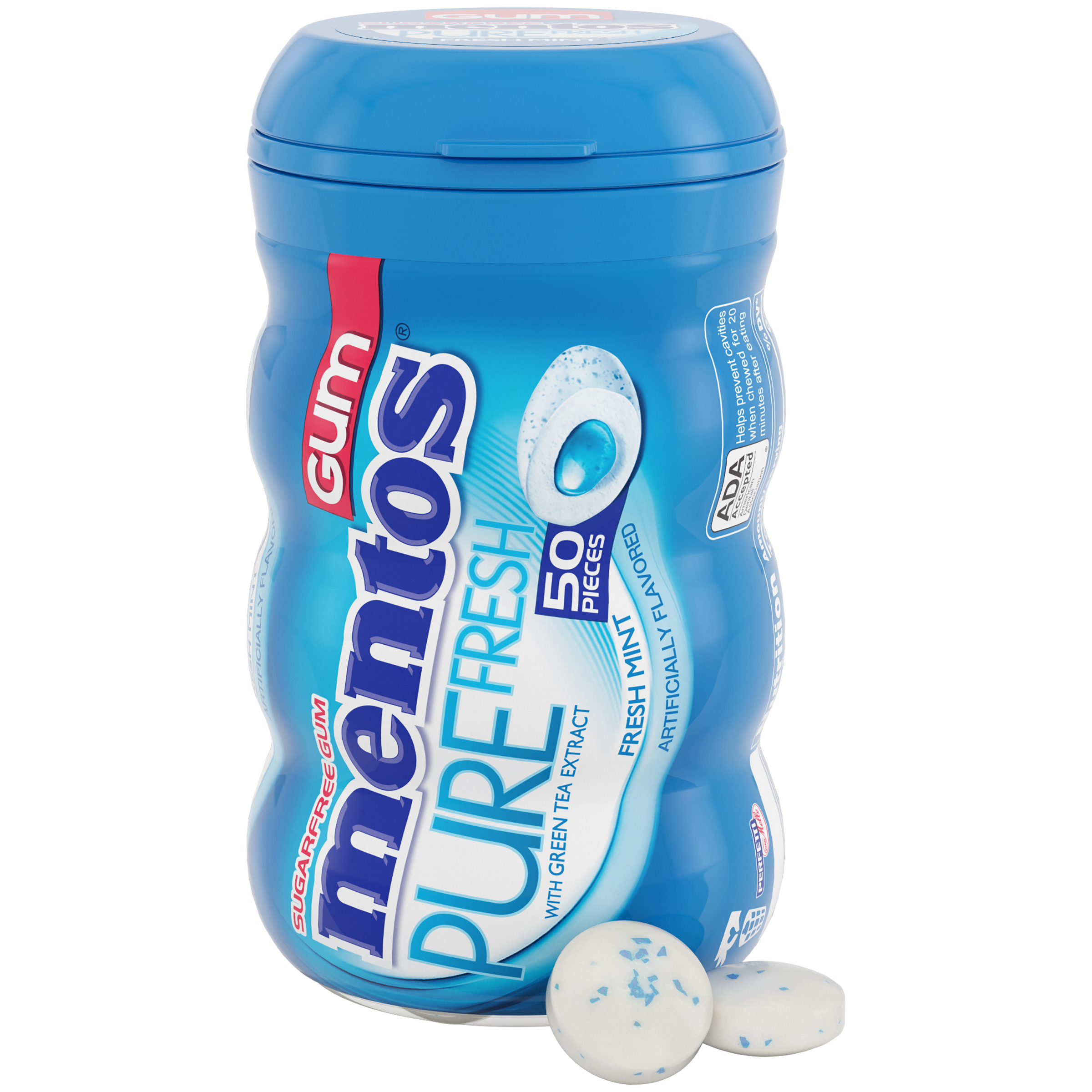 Mentos Gum Sugar-Free Fresh Mint Chewing Gum, 50 Regular Size Pieces, Bottle - image 1 of 6
