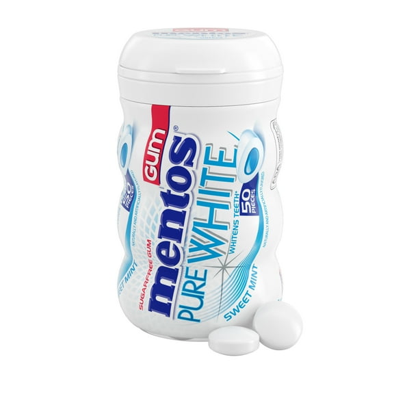 Mentos Gum Sugar-Free Fresh Sweet Mint Chewing Gum, 50 Regular Size Pieces, Bottle