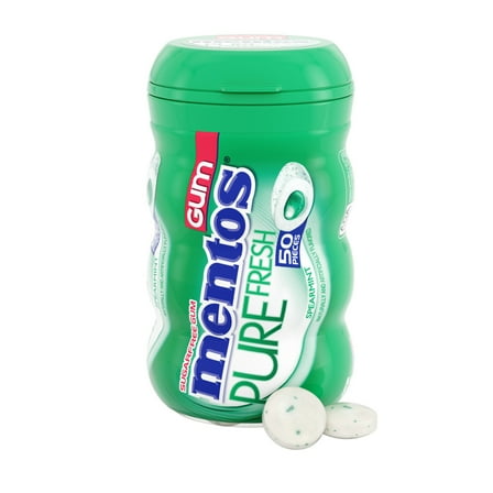 Mentos Gum Sugar-Free Spearmint Chewing Gum, 50 Regular Size Pieces, Bottle