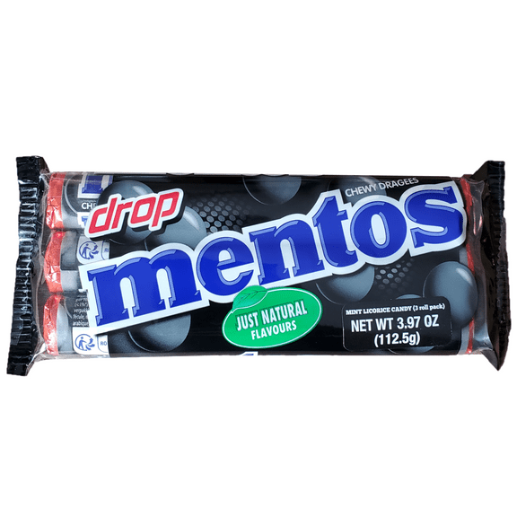 Mentos Licorice Chewy Dutch Mint Candy, 3 Roll Pack