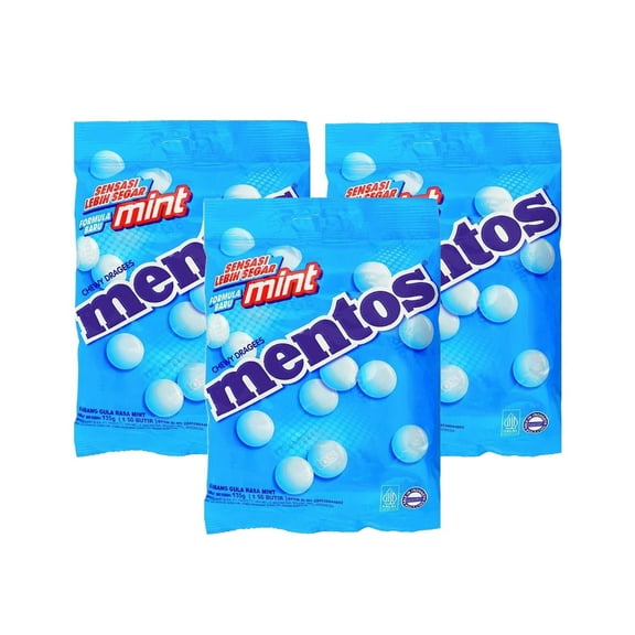 Mentos Mint 4.76oz (135g) - Made in Indonesia | Fresh & Cool Mentos - (3 Pack)