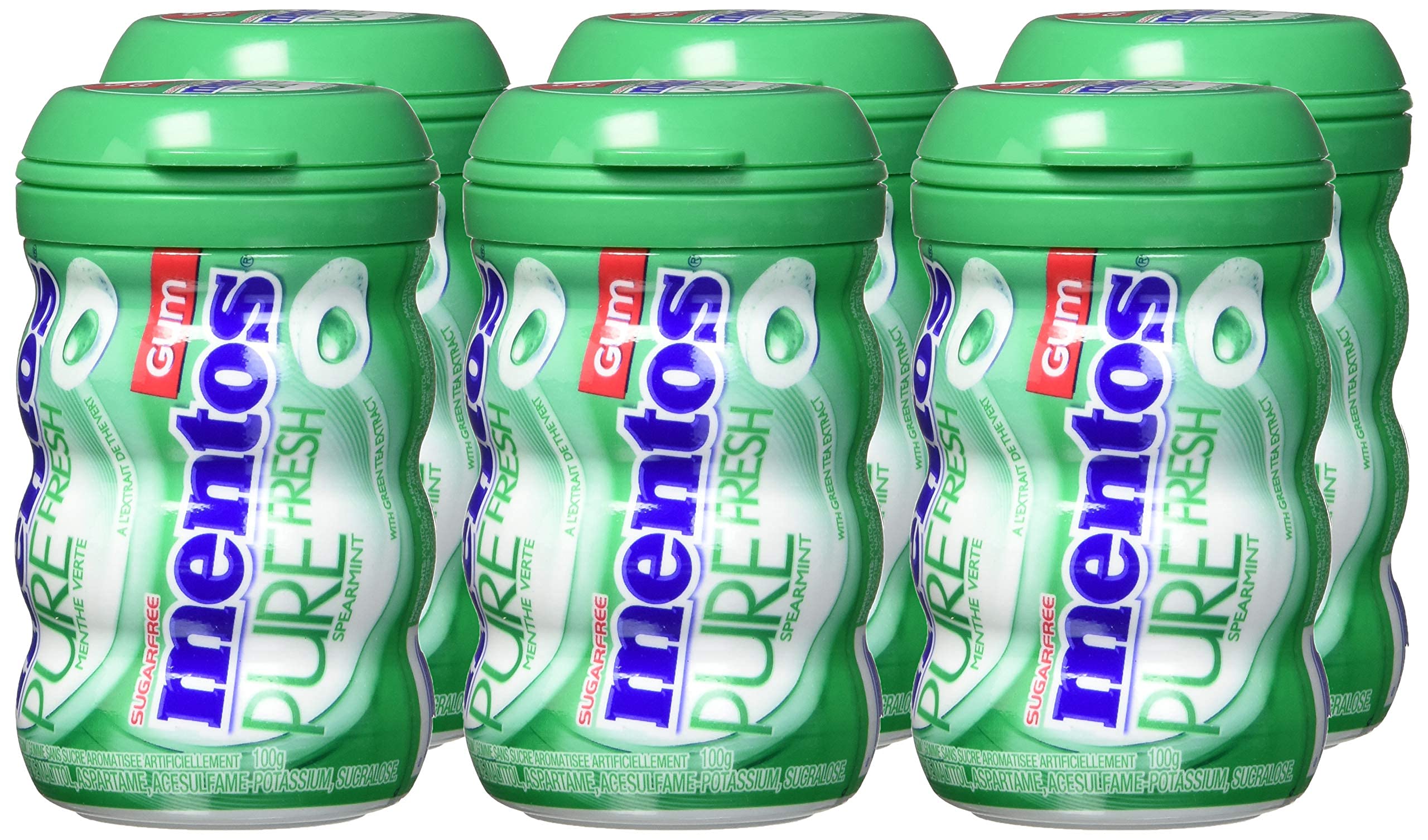 Mentos Pure Fresh Gum, Spearmint, Pack Of 6 {Imported From Canada