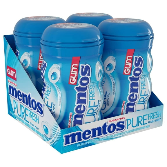 Mentos Pure Fresh Mint Gum, 50 piece, 4 per pack 6 packs case