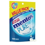 Mentos Pure Fresh Sugar-Free Fresh Mint Xylitol Chewing Gum, 120 Count Resealable Bag