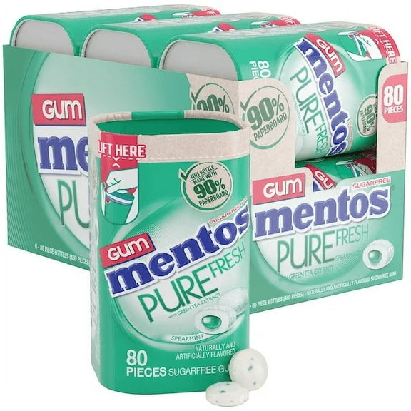 Mentos Pure Fresh Sugar Free Chewing Gum Paperboard, 5.644 Ounce 6 Count