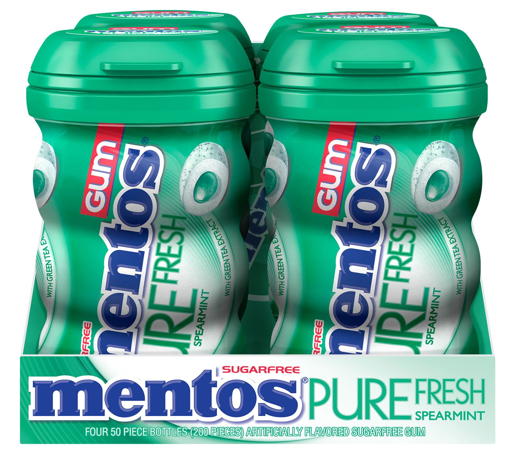 Mentos Pure Fresh, Sugarfree Mint Flavour, Chewing Gum Bottle Pack, 327.6  g- Pack of 6