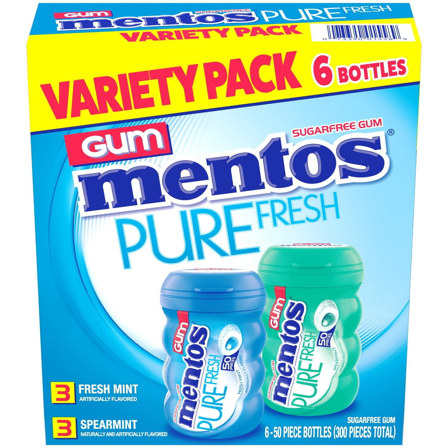 Mentos Pure Fresh Sugar-Free Chewing Gum Variety Pack, 50 Pieces, 6 Pack