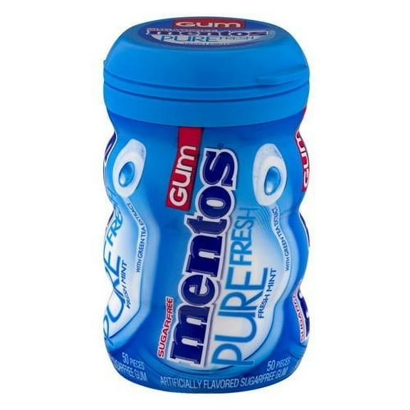 Mentos Pure Fresh Sugar-Free Chewing Gum With Xylitol, Fresh Mint, 50 Piece Per Bottle - Pack of 2