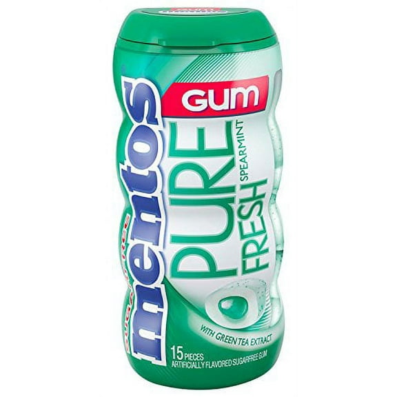 Mentos Pure Fresh Sugar-Free .. .. Chewing Gum with .. Xylitol, .. Spearmint, Non .. Melting, 15 .. Piece .. Bottle
