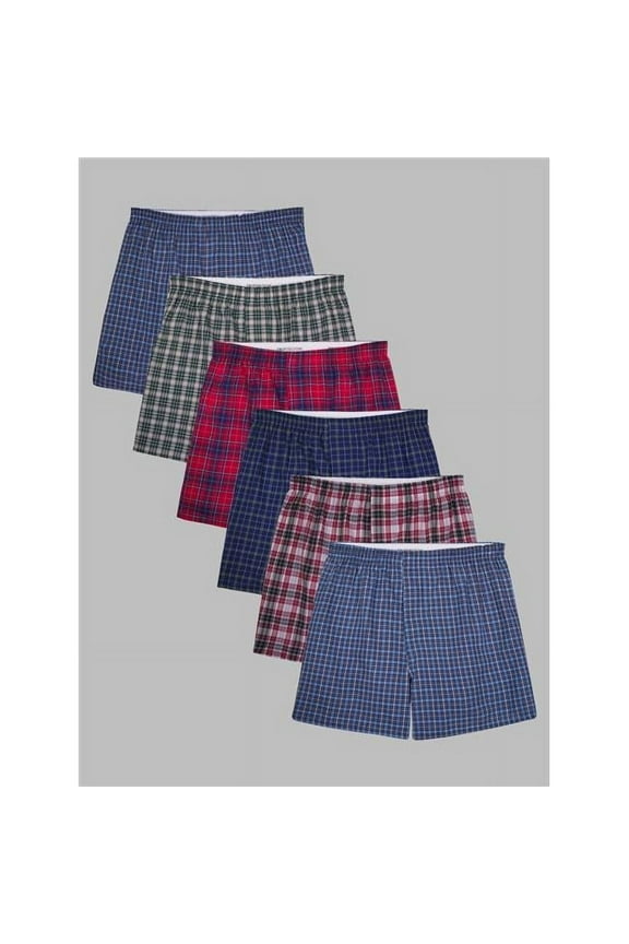 Fruit of the Loom Men Assorted Color Basic Fit Woven Boxer Shorts, Extra Large - Pack of 6