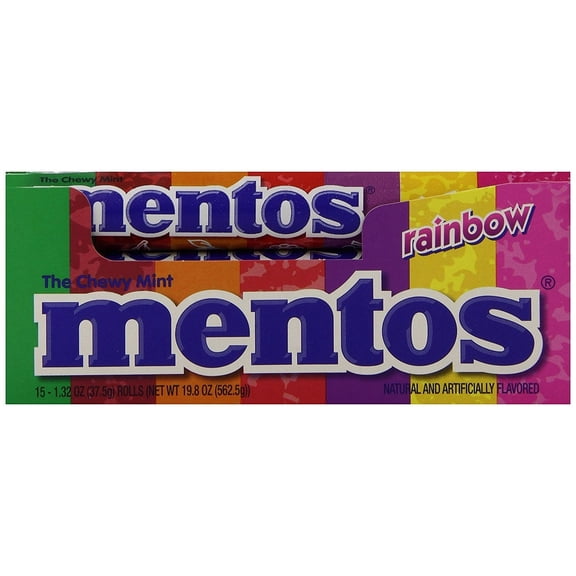 Mentos Rainbow Fresh Candies Roll, Chewy Fruit - 1Pack, 15 Rolls