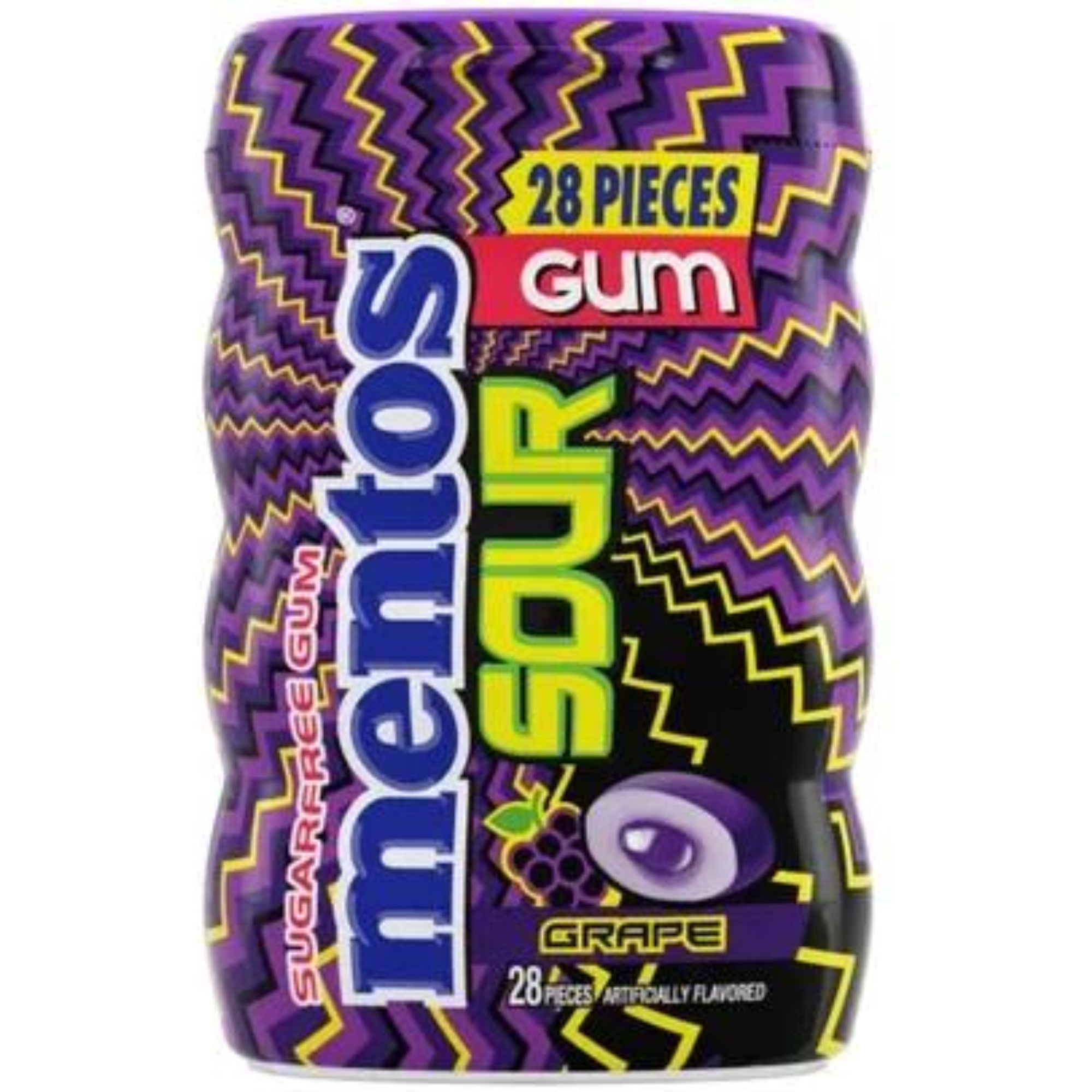 Mentos SOUR GRAPE Sugar-Free Chewing Gum with Xylitol 28 Piece Per Bottle 1.98 Oz., (Pack Of 1)