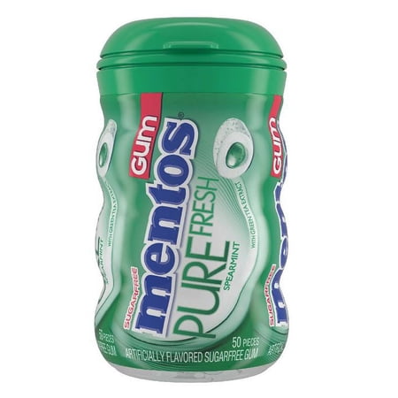 Mentos Sugar-Free Chewing Gum Pure Fresh Spearmint 3.53 Oz.,50 Piece Bottle (Pack of 1)