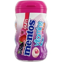 Mentos Sugar Free Chewing Gum with Vitamins B6, C and B12, Berry, 45 Regular Size Piece Bottle