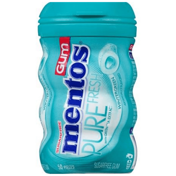 Mentos WINTERGREEN Sugar-Free Chewing Gum with Xylitol 50 Piece Bottle 3.53Oz., (Pack Of 1)