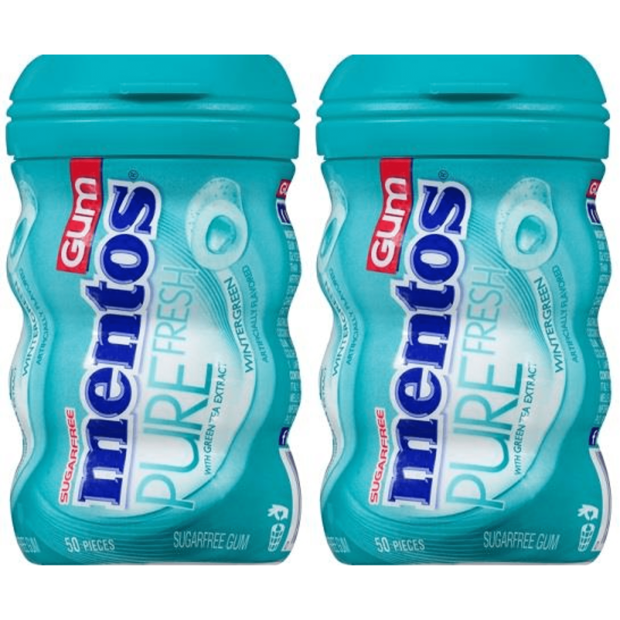 Mentos WINTERGREEN Sugar-Free Chewing Gum with Xylitol 50 Piece Bottle 3.53Oz., (Pack Of 2)