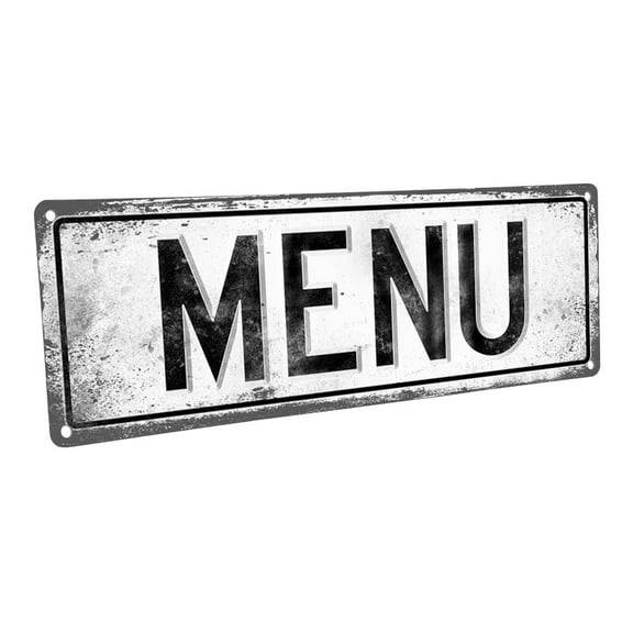 Menu 4"x12" Metal Sign, Wall Décor for Kitchen and Dining