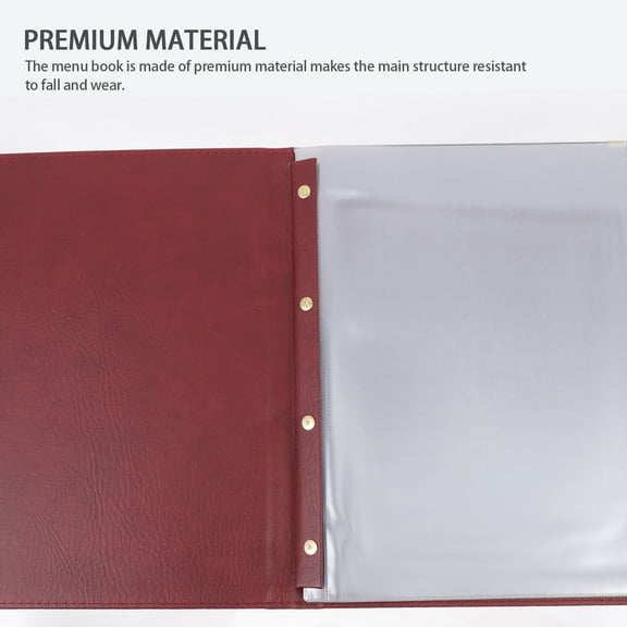 UNOMOR Fall Resistant Menu Book Red PU 1Set 12.4x9.6in
