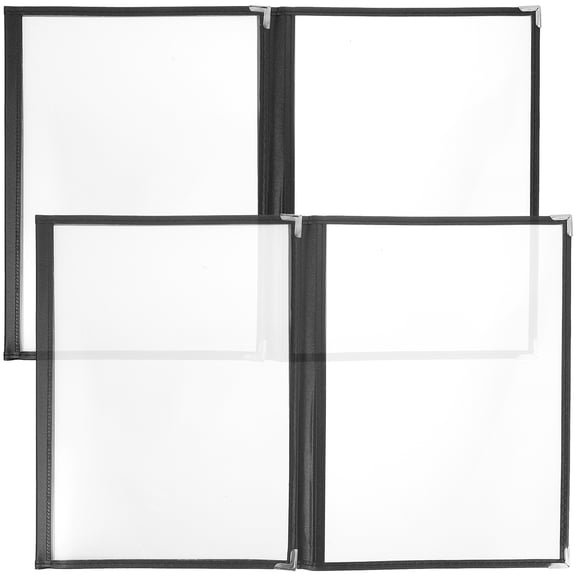 Pawsdot 2Pcs Black Restaurant Menu Cover Binder PVC Folder for Kitchen and Dining Use