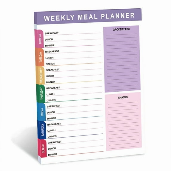 Menu Recipe Meal Planner Notepad 60 Undated Sheets Grocery List Pad for Organized Weekly Daily Planning Tear Off Grocery Notepad Checklist for Convenient Shopping