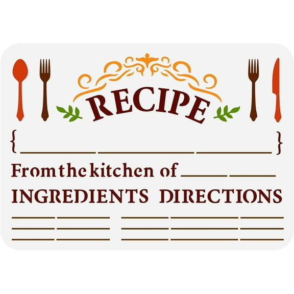 Menu Recipes Painting Stencil 8.3x11.7inch Reusable Restaurant Menu Drawing Template-from The Kitchen of/Ingredients Directions Stencil for Painting on Wood Wall and Furniture