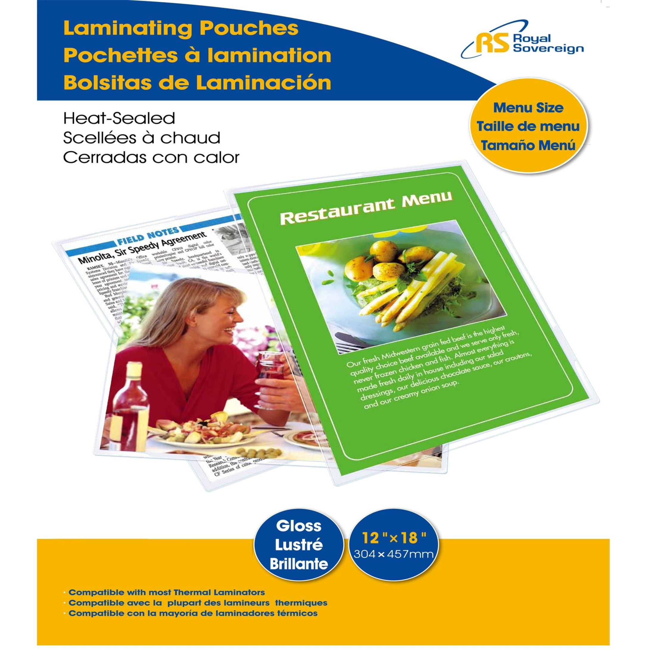 Menu Size - 12" x 18" - 7 mil - 50 Pack - Thermal Laminating Pouches