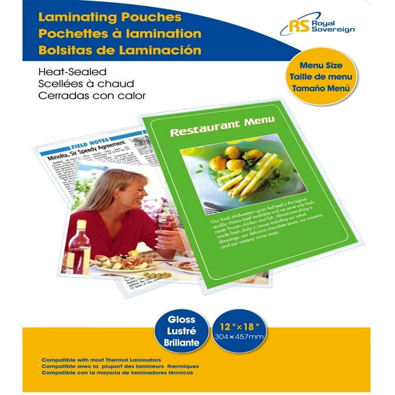 Menu Size - 12" x 18" - 7 mil - 50 Pack - Thermal Laminating Pouches