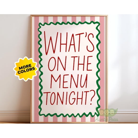 Menu Tonight Dinner Quote Wall Art Print, Unframed Paper Poster 8x10in