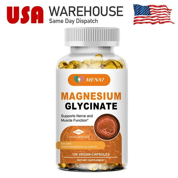 Menxi Magnesium Glycinate 400mg for Improved Sleep Stress & Anxiety Relief 120 Capsules